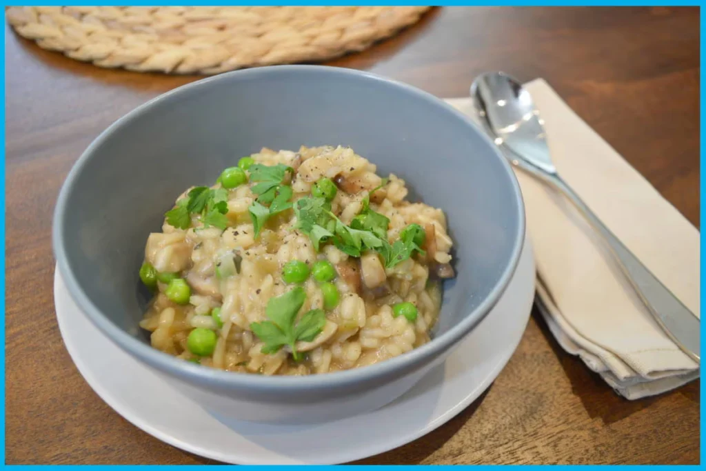 Bone broth mushroom risotto