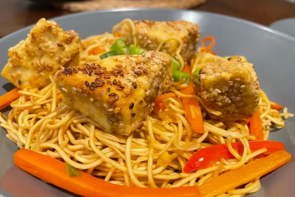 Sesame Crusted Tofu & Ginger Noodles