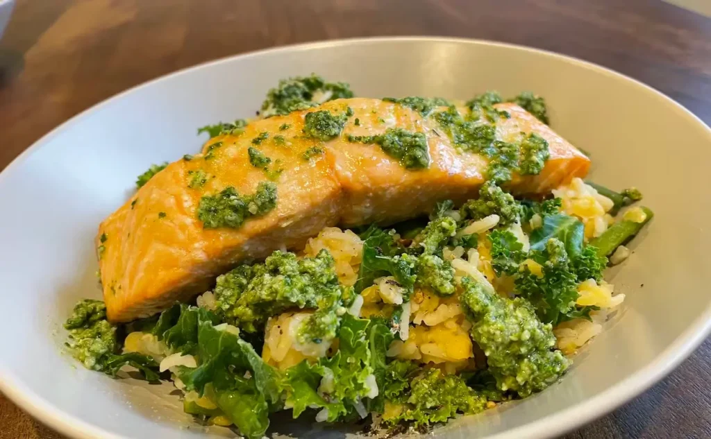 Salmon & Kale Rice Lentil Salad